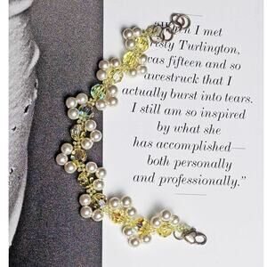 GORGEOUS Handmade Swarovski Crystal Pearl Woven Bracelet Anklet  925 Yellow 8.5"